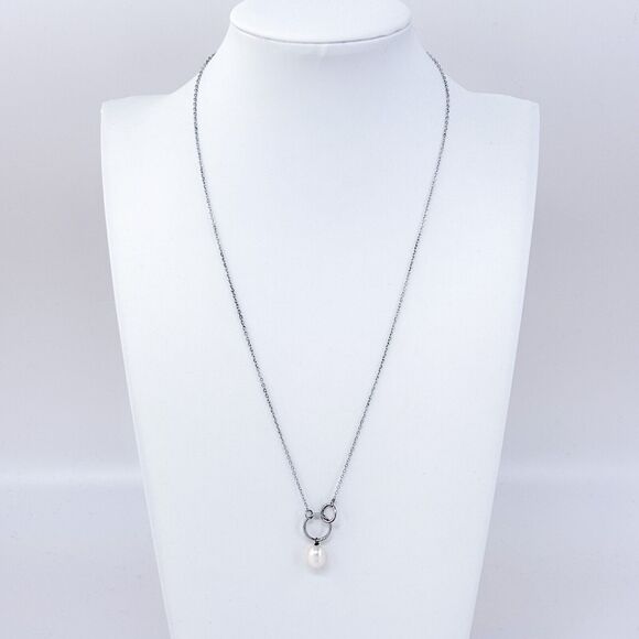 New Belk Silverworks Sterling Silver 925 Pearl Necklace 16.5"-18.5" - Picture 7 of 8